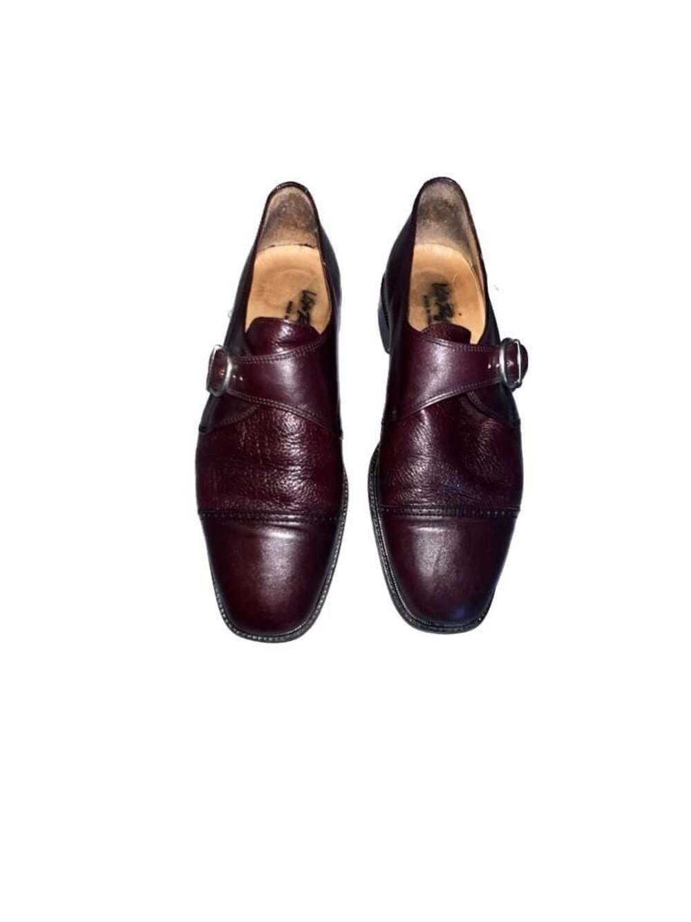 Vito Rufolo Italian Leather Single Monk Strap Cap Toe Dress Shoes